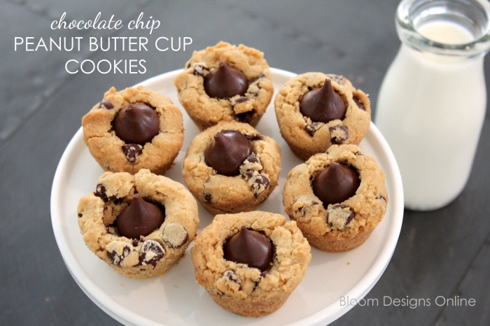 Chocolate Chip Peanut Butter Cookie Cups made quick and easy in mini muffin tins