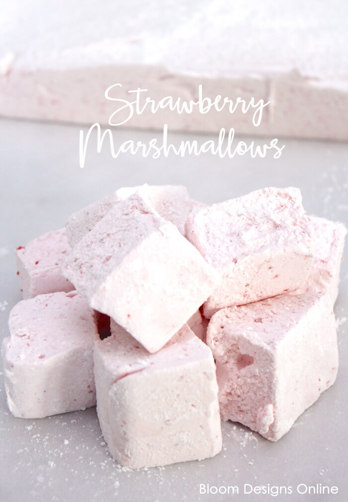 Strawberry Marshmallows- perfect homemade dessert gift for Valentines by Bloom Design