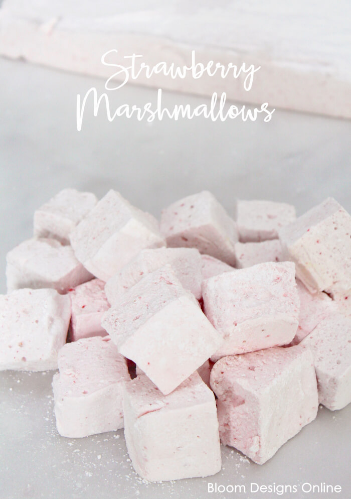 Strawberry Marshmallows- perfect homemade dessert gift for Valentines by Bloom Designs